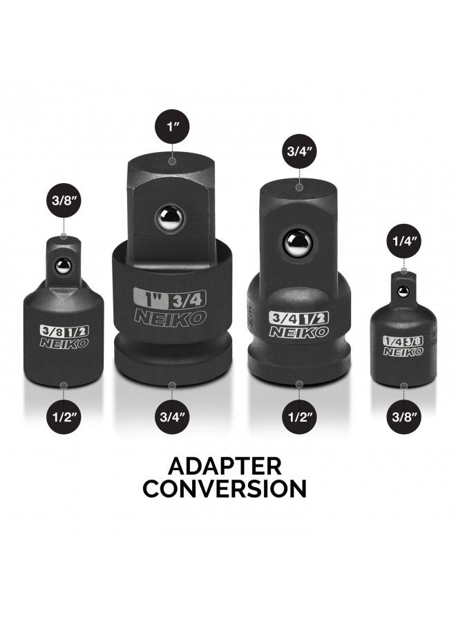 Neiko NEIKO 30223A 8 PC Impact Socket Adapter Set, Standard SAE Size, Cr-V Steel, Impact Driver & Wrench Conversion Kit, Locking Impact Socket Adapters & Reducer Set, Ball Detent, 1/4, 3/8, 1/2", 3/4, 1  - Image 4