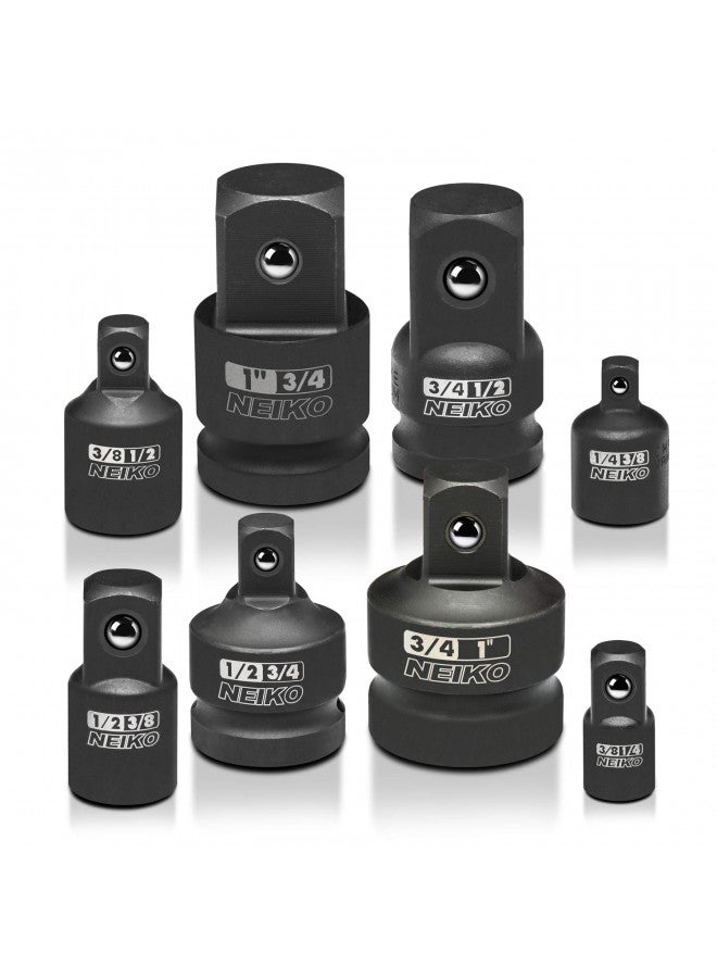 Neiko NEIKO 30223A 8 PC Impact Socket Adapter Set, Standard SAE Size, Cr-V Steel, Impact Driver & Wrench Conversion Kit, Locking Impact Socket Adapters & Reducer Set, Ball Detent, 1/4, 3/8, 1/2", 3/4, 1  - Image 1