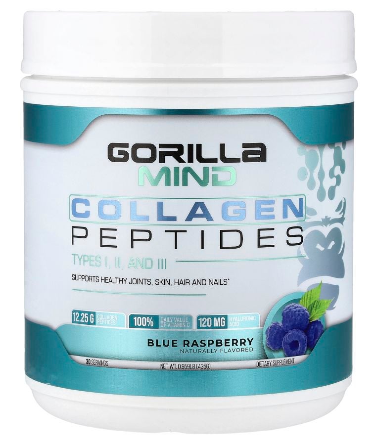 Gorilla Mind Collagen Peptides Blue Raspberry 0.959 lb (435 g)