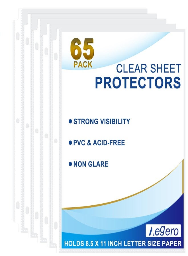 Aegero 65 Pack Clear Sheet Protectors, 8.5 x 11 inch Page Protectors for 3 Ring Binder,Top Loading Paper Protector for Documents and Photos,Letter Size - Image 1