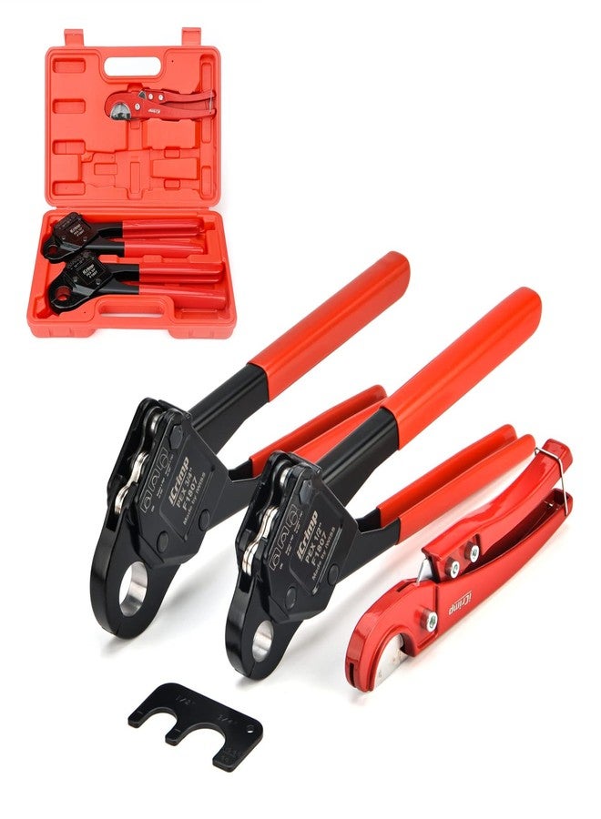 IWISS iCrimp Angle Head F1807 PEX Pipe Crimping Tool for Copper Rings - 1/2&3/4-inch Two Crimper Set with Cutter, Suitable for Tight Spaces - Image 1