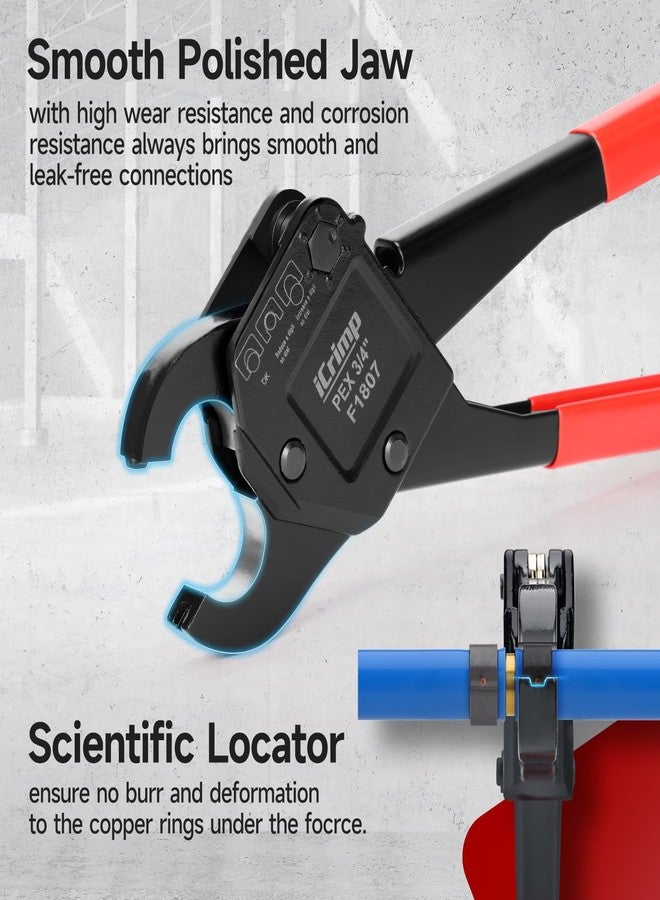 IWISS iCrimp Angle Head F1807 PEX Pipe Crimping Tool for Copper Rings - 1/2&3/4-inch Two Crimper Set with Cutter, Suitable for Tight Spaces - Image 2