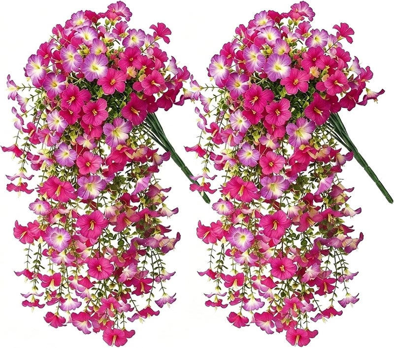 AirSun Artificial Morning Glory Flower Vines, 2pcs Hanging Plants Silk Garland Fake Green Plant Home Garden Wall Fence Indoor Outdoor Wedding Birthday Decor - Image 1