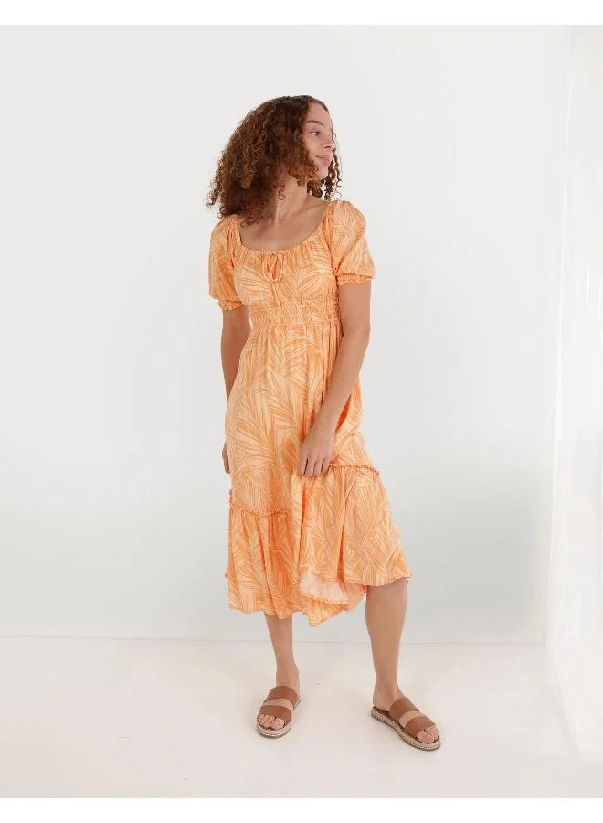 American Eagle Tiered Leaf-Print Dress