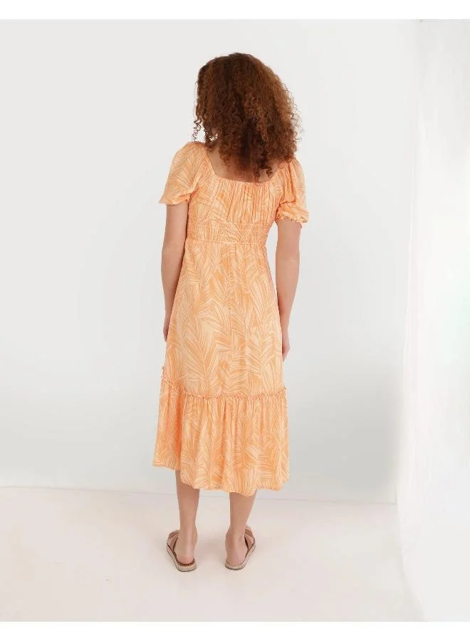 American Eagle Tiered Leaf-Print Dress