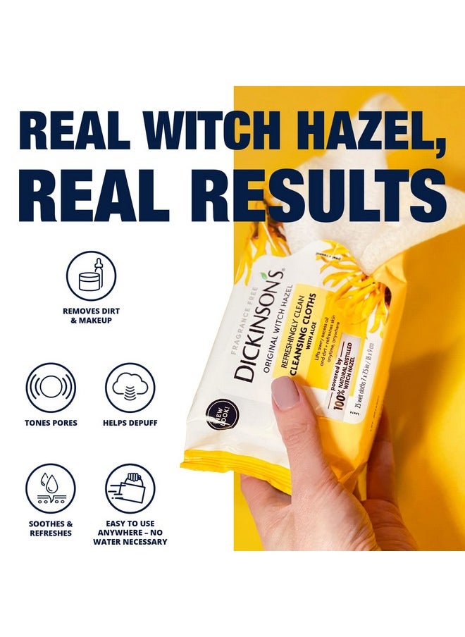 Dickinson's Original Refreshingly Clean Daily Cleansing Cloths Witch Hazel And Aloe 25 Count  - Image 2