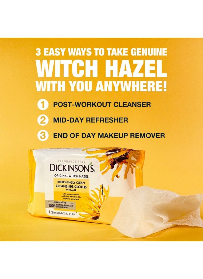 Dickinson's Original Refreshingly Clean Daily Cleansing Cloths Witch Hazel And Aloe 25 Count  - Image 3
