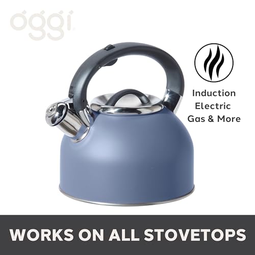 OGGI Tea Kettle for Stove Top - 64oz / 1.9lt, Stainless Steel with Loud Whistle, Ideal Hot Water Kettle and Water Boiler - Blue - Image 2