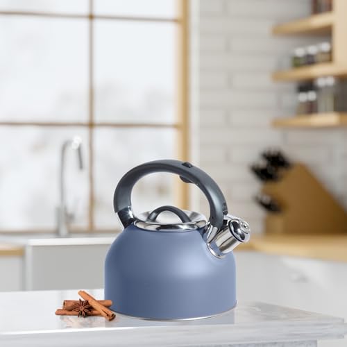 OGGI Tea Kettle for Stove Top - 64oz / 1.9lt, Stainless Steel with Loud Whistle, Ideal Hot Water Kettle and Water Boiler - Blue - Image 3