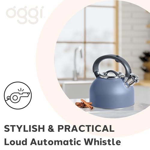 OGGI Tea Kettle for Stove Top - 64oz / 1.9lt, Stainless Steel with Loud Whistle, Ideal Hot Water Kettle and Water Boiler - Blue - Image 4