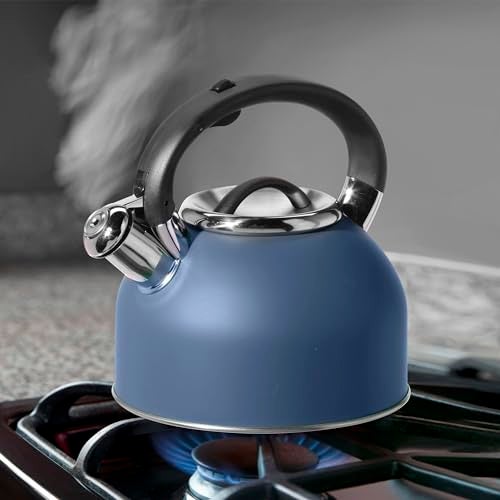 OGGI Tea Kettle for Stove Top - 64oz / 1.9lt, Stainless Steel with Loud Whistle, Ideal Hot Water Kettle and Water Boiler - Blue - Image 5