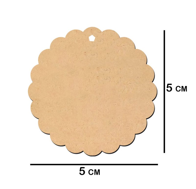 ROOT KRAFT MDF Cutouts | Wooden Cutout for Craft | Pine Wood | Unfinished Tags for Key Chain, Slices Crafts, Xmas, Decorations, Painting | Resin Art Work | MDF Board Cutouts, Floral- [50pcs- 5x5 cm] - Image 3