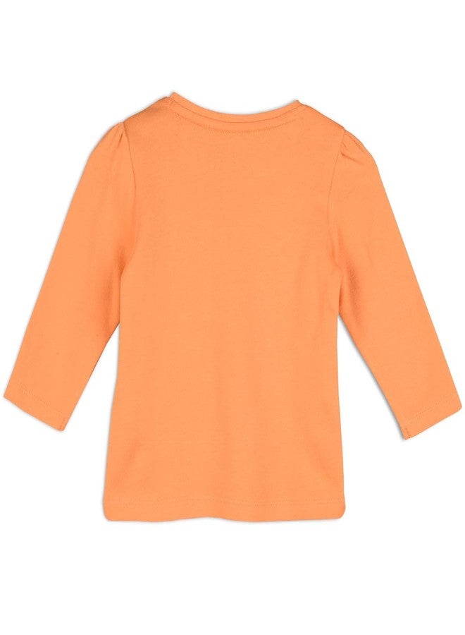 miniklub Baby Girls Round Neck Full Sleeves Knitted Cotton Knit Top, Pack of 1,Orange & Pink (18-24M) - Image 4