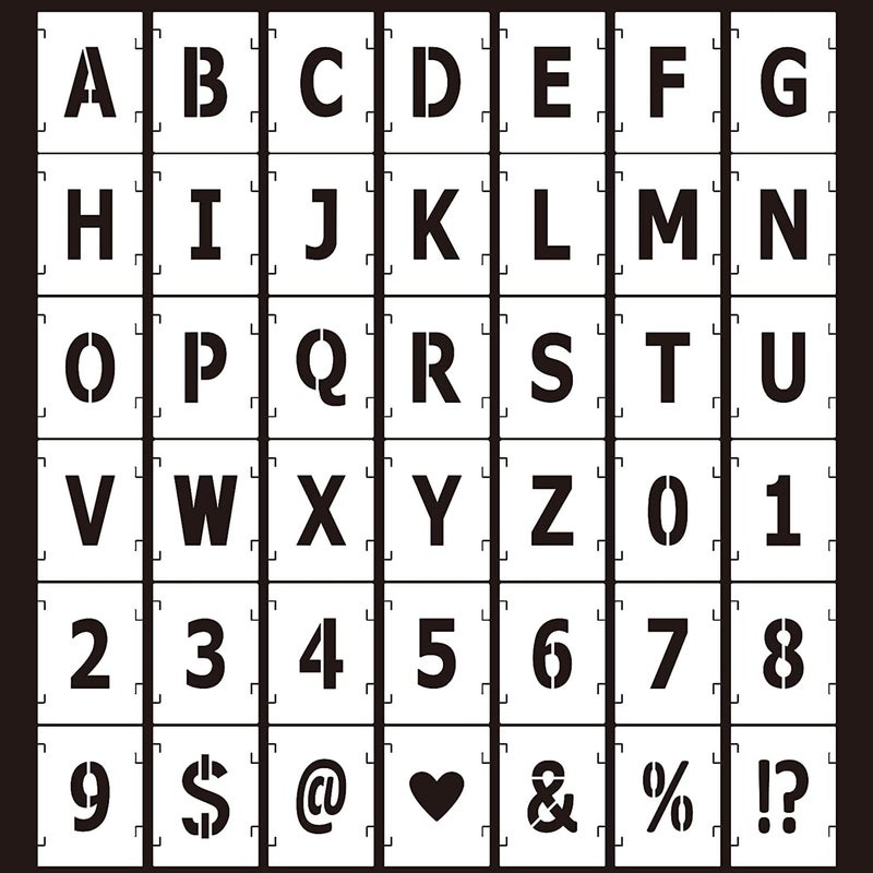 DEQUERA Dequera 42pcs Letter Stencils and Numbers 1 Inch Small Reusable Alphabet Templates Interlocking Stencil Kit for Painting on Wood Wall Fabric Rock Chalkboard Sign Art Craft Stencils