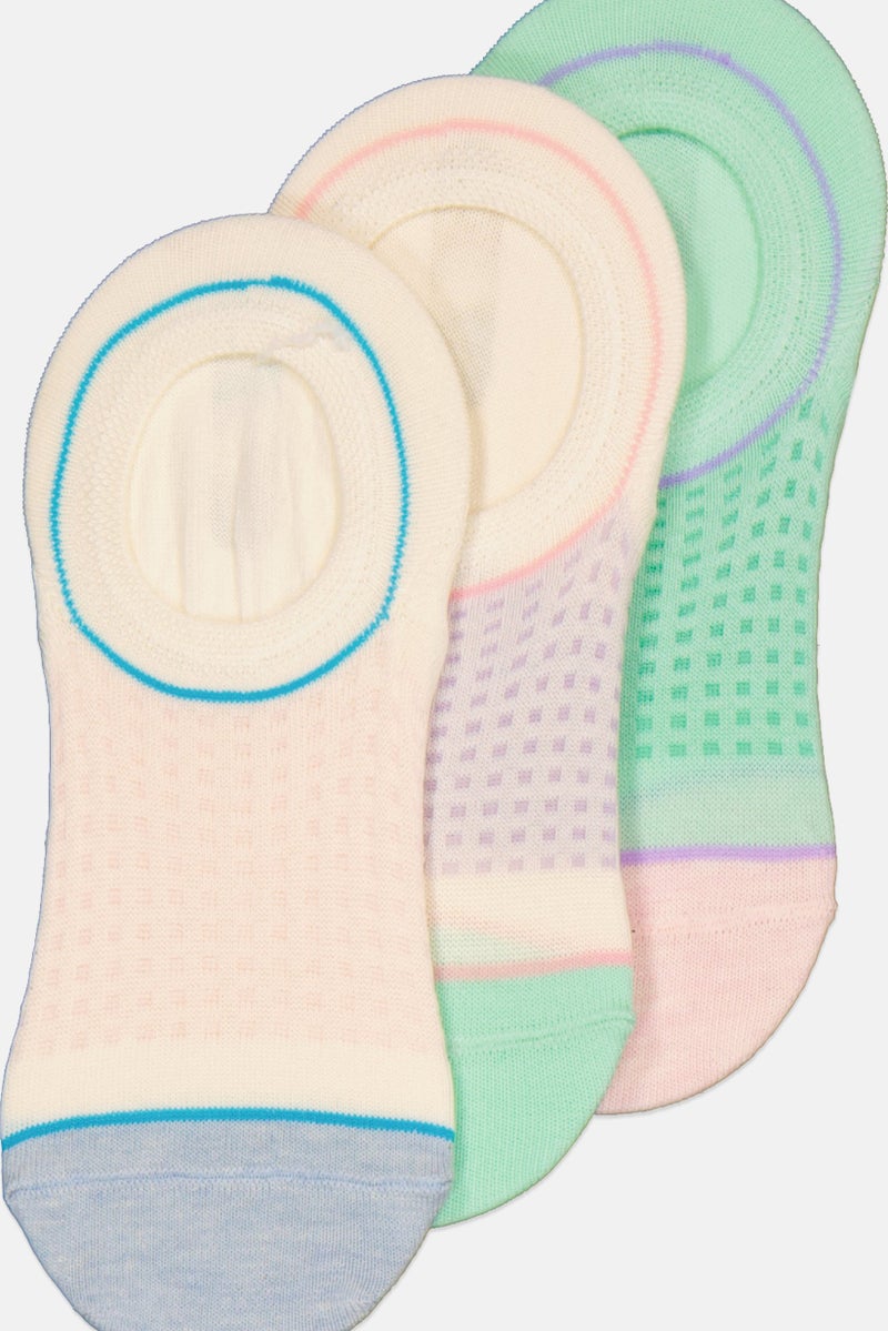 RBX Women 3 Pair Solid Round Invisible Socks, Light Green - Image 3