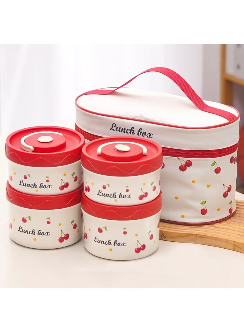 Stainless Steel Bento Box Adult Lunch Box, Bento box with Thermos,Portable Insulated Food Lunch Container Set, 4 Separate Stackable Lunch Container Microwave - Image 1