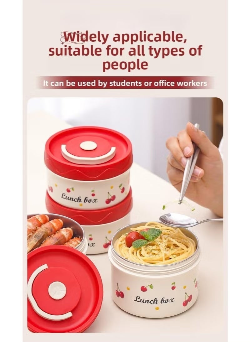 Stainless Steel Bento Box Adult Lunch Box, Bento box with Thermos,Portable Insulated Food Lunch Container Set, 4 Separate Stackable Lunch Container Microwave - Image 5
