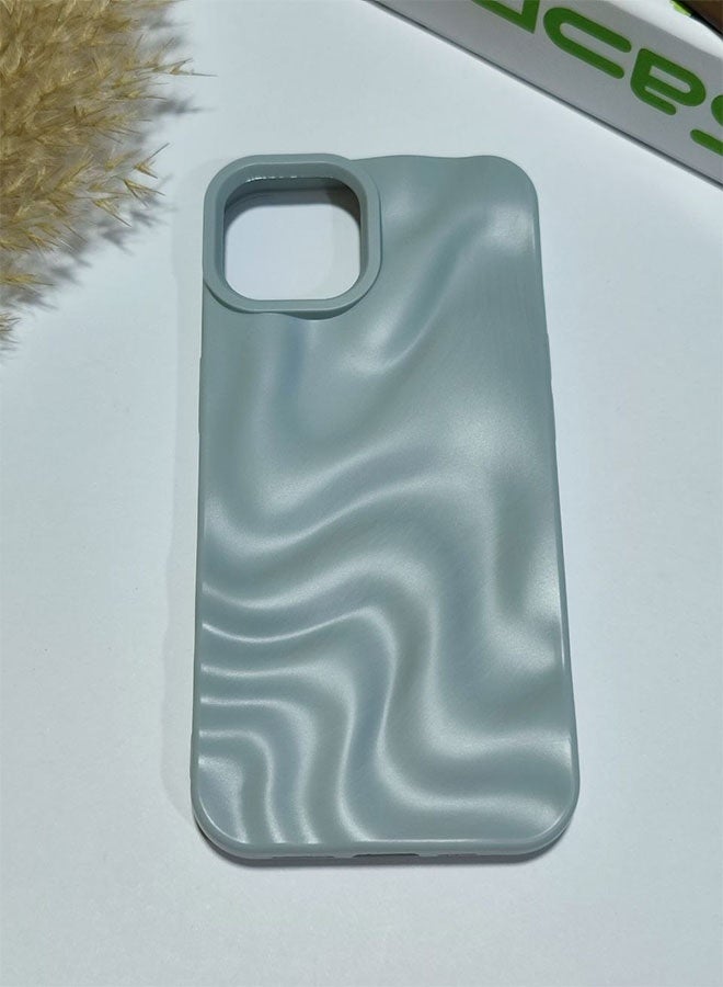 Premium Matte Case Compatible with iPhone 13 / 14, Featuring a 3D Wave Design, Durable Material for Shock and Scratch Protection, a Comfortable Feel, and a Stylish Look - Blue - Image 3