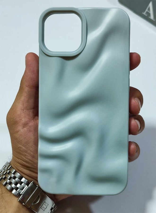 Premium Matte Case Compatible with iPhone 13 / 14, Featuring a 3D Wave Design, Durable Material for Shock and Scratch Protection, a Comfortable Feel, and a Stylish Look - Blue - Image 1