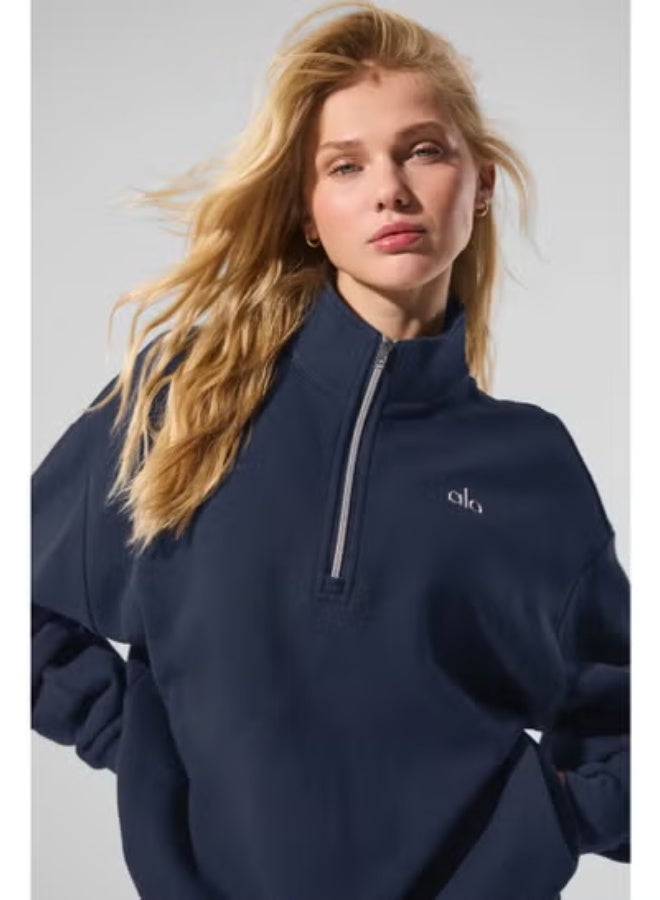 Alo Yoga Accolade 1/4 Zip Sweatshirt Relaxed Fit Women Long Sleeve Casual Daily Wear Top - Image 4