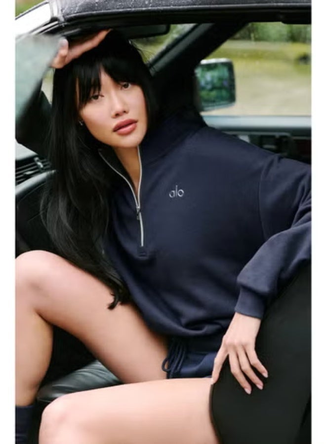 Alo Yoga Accolade 1/4 Zip Sweatshirt Relaxed Fit Women Long Sleeve Casual Daily Wear Top - Image 5
