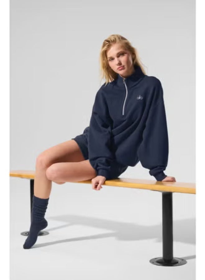 Alo Yoga Accolade 1/4 Zip Sweatshirt Relaxed Fit Women Long Sleeve Casual Daily Wear Top - Image 3