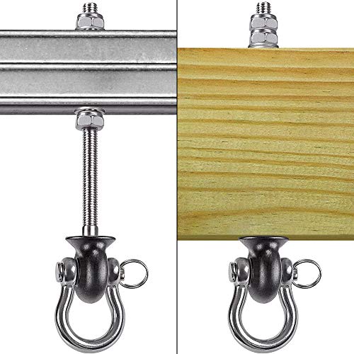 Dolibest Set of 2 Permanent Antirust Stainless Steel 304 Heavy Duty Swing Hangers, 1800LB Capacity, Wood and Steel Beam Yoga Hammock Chair Punching Bag Porch Swing Sets,180° Swing, 7.67‘’ - Image 5