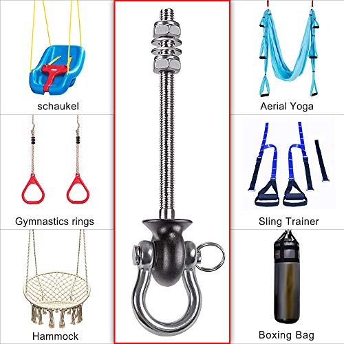 Dolibest Set of 2 Permanent Antirust Stainless Steel 304 Heavy Duty Swing Hangers, 1800LB Capacity, Wood and Steel Beam Yoga Hammock Chair Punching Bag Porch Swing Sets,180° Swing, 7.67‘’ - Image 2