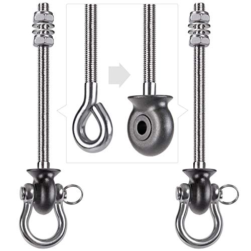 Dolibest Set of 2 Permanent Antirust Stainless Steel 304 Heavy Duty Swing Hangers, 1800LB Capacity, Wood and Steel Beam Yoga Hammock Chair Punching Bag Porch Swing Sets,180° Swing, 7.67‘’ - Image 1