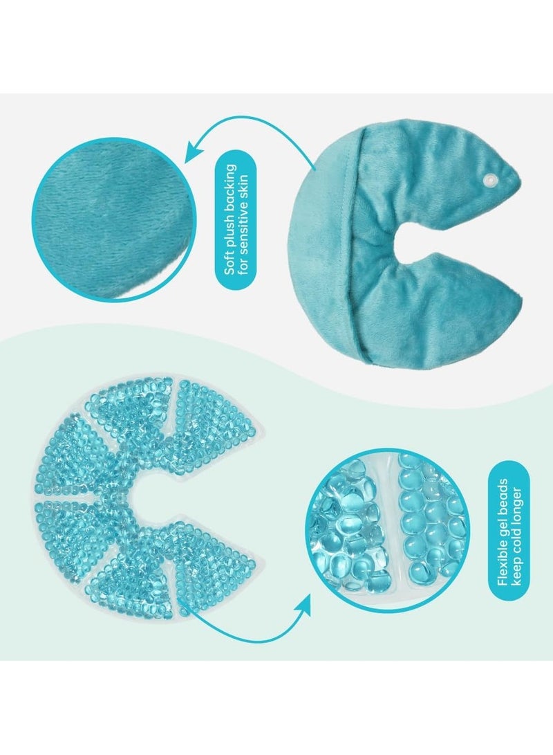 2-Pieces Hot Cold Plush Breast Gel Bead Packs for Breastfeeding, Nursing Pain, Mastitis - Image 2