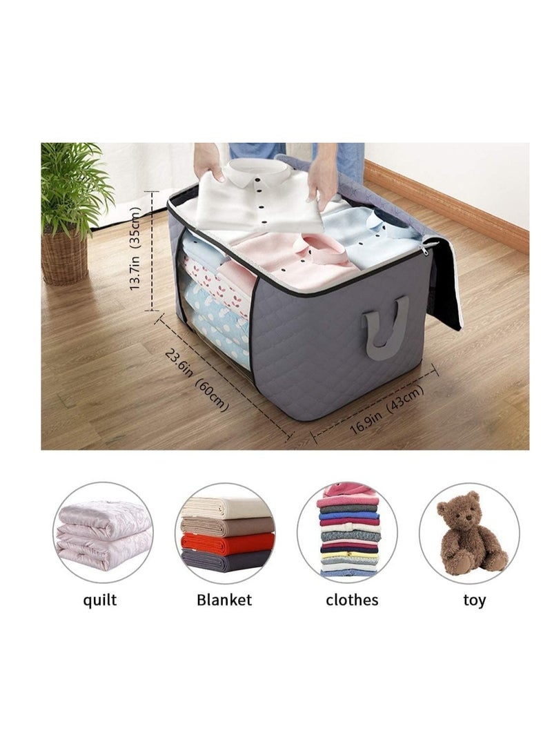 Dubkart 5 Pack 60X40cm Large Storage Bags, 90L Clothes Storage Bins Foldable Closet Organizers Storage Containers with Durable Handles Thick Fabric for Blanket Comforter Clothing Bedding - Image 2