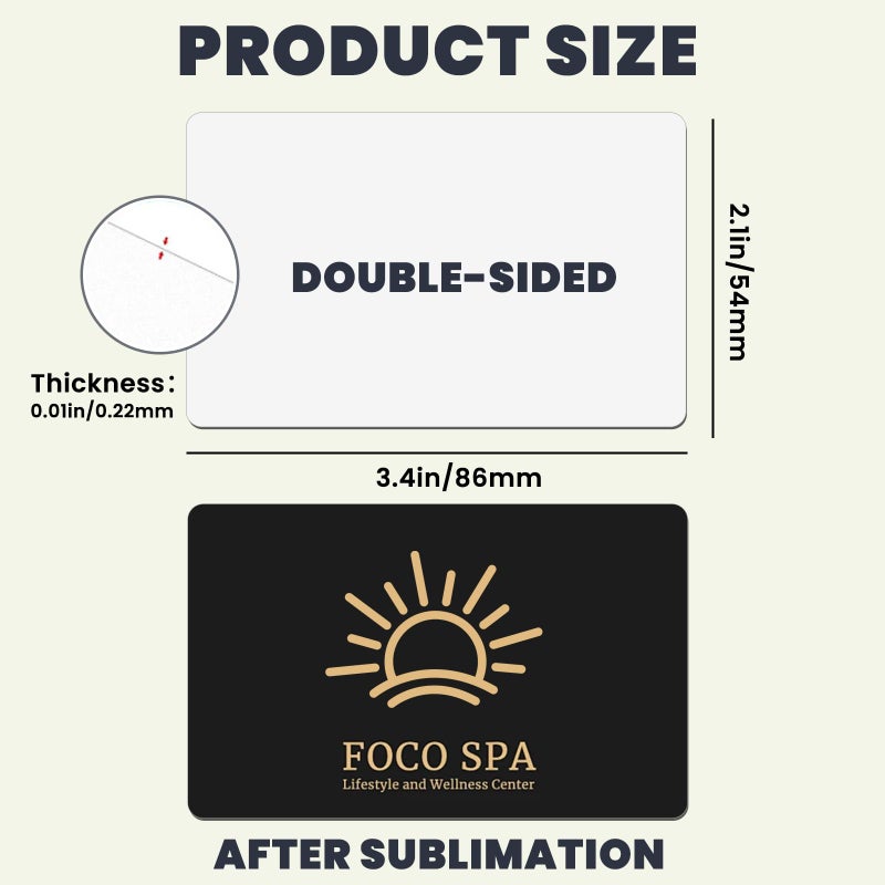 AceSubli 100 PCS Sublimation Business Card Blanks Bulk Metal Double Sided Aluminum Sublimation Card Blanks for Business Photo ID Badge Gifts 3.4 x 2.1 x 0.01 Inch - Image 2