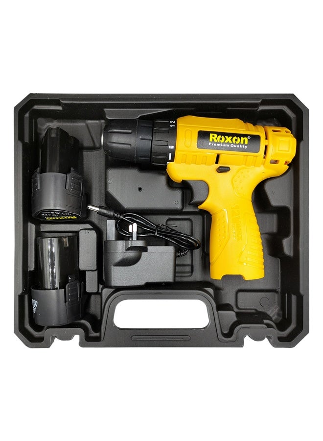 روكسون مجموعة مثقاب لاسلكي يعمل بالبطارية بجهد 12 فولت مع بطارية ليثيوم أيون بسعة 1300 مللي أمبير، ظرف بدون مفتاح مقاس 10 مم، سرعة متغيرة من 0 إلى 750 دورة في الدقيقة، دوران أمامي وخلفي، عزم دوران قابل للتعديل، شاحن 220-240 فولت، مثقاب يدوي قابل لإعادة الشحن مع حقيبة حمل للاستخدام في المنزل وورشة العمل. - Image 2