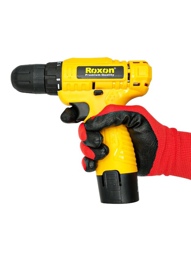 روكسون مجموعة مثقاب لاسلكي يعمل بالبطارية بجهد 12 فولت مع بطارية ليثيوم أيون بسعة 1300 مللي أمبير، ظرف بدون مفتاح مقاس 10 مم، سرعة متغيرة من 0 إلى 750 دورة في الدقيقة، دوران أمامي وخلفي، عزم دوران قابل للتعديل، شاحن 220-240 فولت، مثقاب يدوي قابل لإعادة الشحن مع حقيبة حمل للاستخدام في المنزل وورشة العمل. - Image 5
