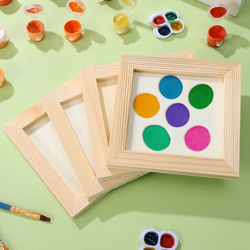 10 pcs Paintable Blank Picture Frame DIY Wood Photo Frames Painting Frame for Kids - Image 4