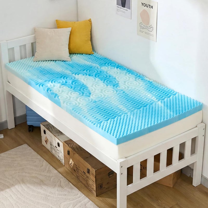 SINWEEK 1.5 Inch Memory Foam Mattress Topper Twin XL, Twin Extra Long Mattress Pads for College Dorm Single Bed, Pressure Relieve CertiPUR-US Certified, 39x80 Inches, Blue - Image 1