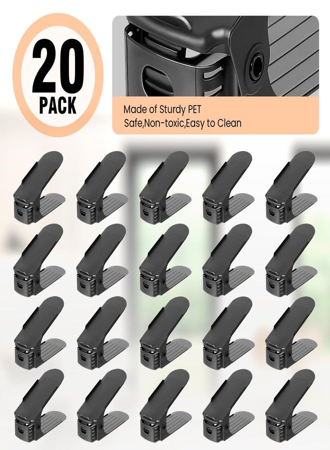 TOPNEW 20 Pack Shoe Slots Organizer Shoe Stacker for a Pair of Shoes 4 Levels Adjustable 50% Shoe Space Saver Double Layer Shoe Rack Organizer for Closet (Black) - Image 3
