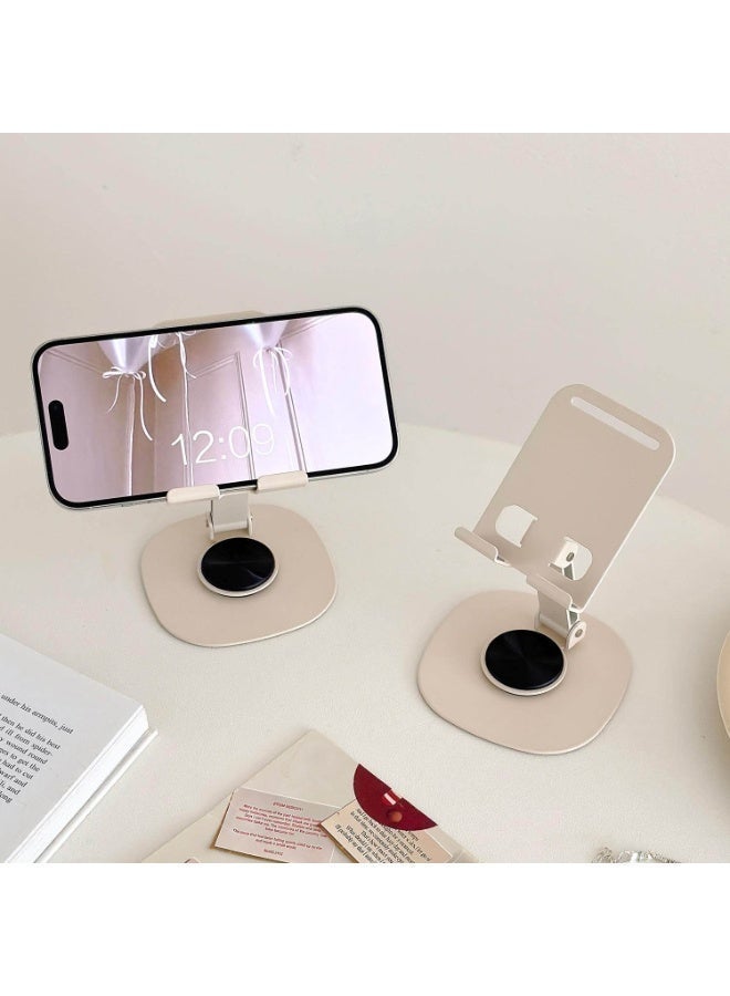 Bamboo Adjustable Portable Metal Phone Stand 360-Degree Universal Mobile Holder Stable Alloy for All 4-7.2 Inch Phones iPhone Samsung Google Pixel Everyday Use Desk Accessory - Image 1