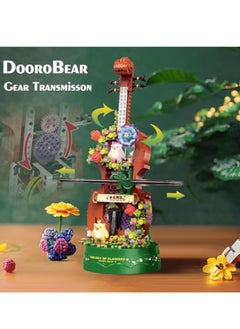 KASTWAVE Violin Music Box Building Block Set, Flowers Building Toy Set, Mini Blocks Building Kit with Gift Box, DIY Building Toy Idea, Cute STEM Toy/3D Model/Home Decor Gift, Not Compatible with Lego Sets  - Image 2
