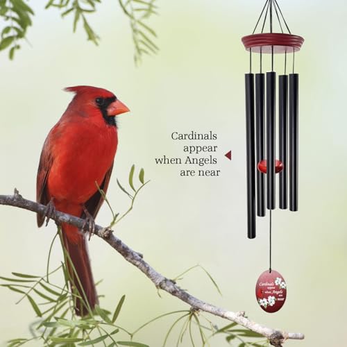 Howarmer Windchime Cardinal Memorial Wind Chimes –Tuned Sympathy Wind Chime with “Cardinals Appear When Angels are Near” Saying, Red Bird Wind Sail, Outdoor Garden Gift for Loss of Loved One, Mom, Grandma - Image 4