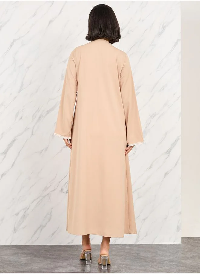 تايك تو Lace Detail Trim Regular Fit Midi Kimono