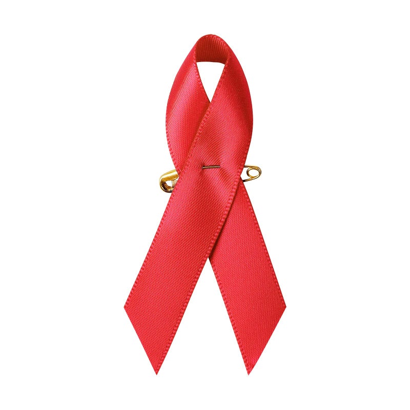 200 Pieces Red Satin Awareness Ribbons with Safety Pins for Fighting Against AIDS and HIV 14 x 3 inch