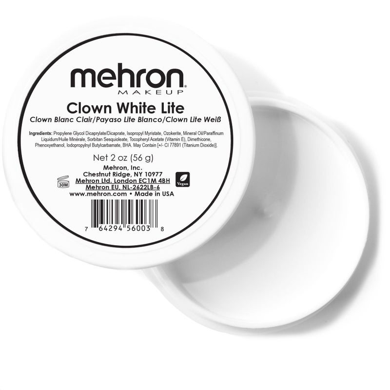 Mehron Makeup Clown White Lite | Professional Face Paint & Body Paint | White Cream Face Paint for Clown Makeup, Stage, Film, Cosplay, Mime, & Halloween 2 oz (56g) - Image 1