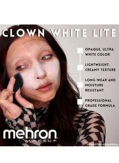 mehron Mehron Makeup Clown White Lite | Professional Face Paint & Body Paint | White Cream Makeup, White Face Paint Makeup for Clown Makeup, Stage, Film, Cosplay, Mime, & Halloween 2 oz (56g)  - Image 3