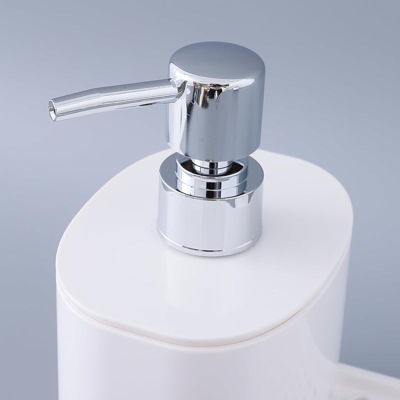 Kuber Industries 3 in 1 Bathroom Soap Dispenser 500ml & 300ml | Plastic Soap Dish Holder Drain Tray | Multifunctional| Kitchen Accessories | White |Durable |Handwash Dispenser - Image 2
