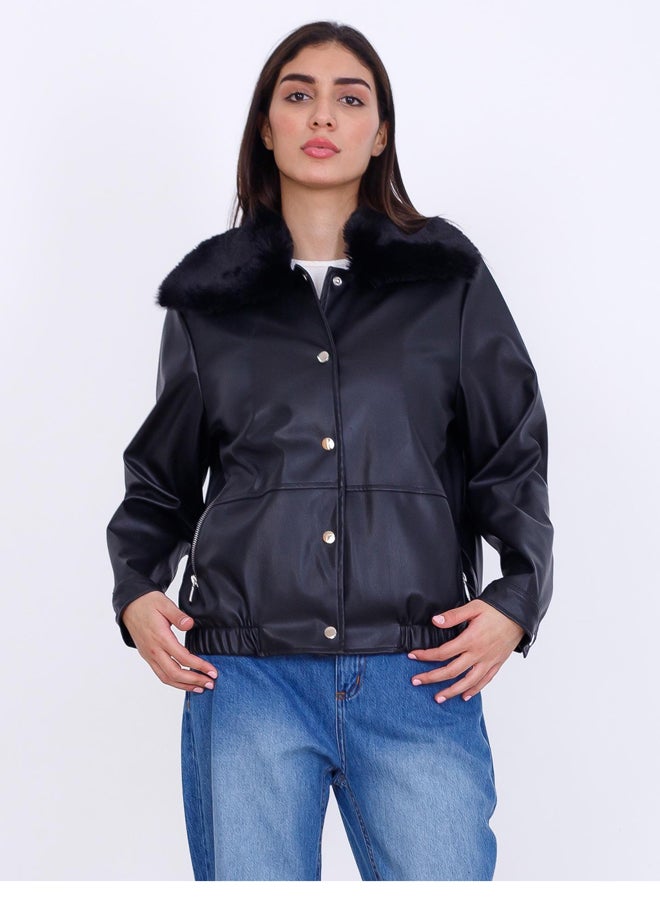 Miss Venus Leather Jacket with Fur - Image 1