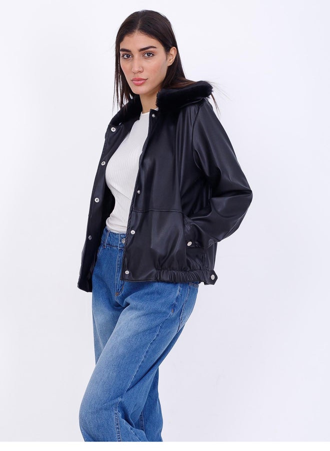 Miss Venus Leather Jacket with Fur - Image 3