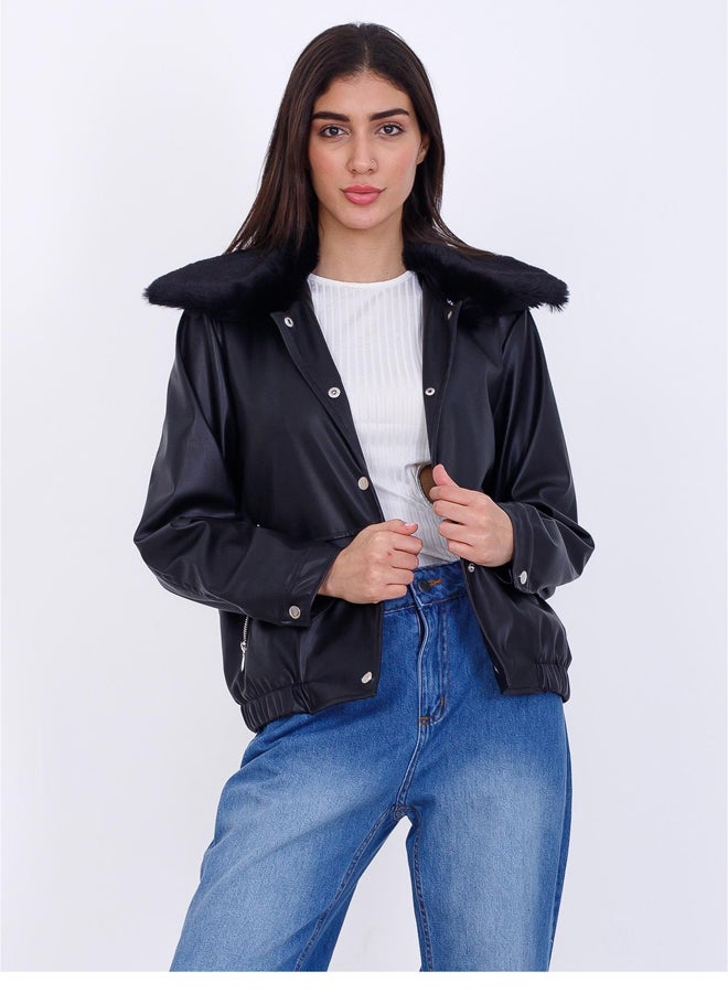 Miss Venus Leather Jacket with Fur - Image 2