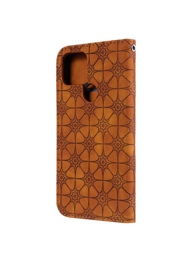 زبون جراب لهاتف Google Pixel 5 من الجلد بنقش زهور محظوظة مع حامل وفتحات للبطاقات. - Image 3