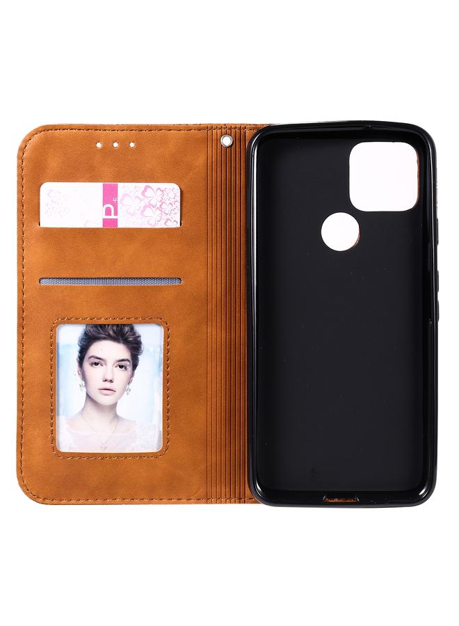 زبون جراب لهاتف Google Pixel 5 من الجلد بنقش زهور محظوظة مع حامل وفتحات للبطاقات. - Image 4